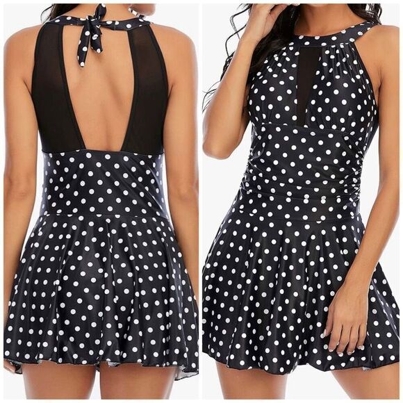 AMAZON - NW0T - L Sz M 1-Piece Tummy Control Halter Swimdress/.Figure Flattering - Picture 9 of 16